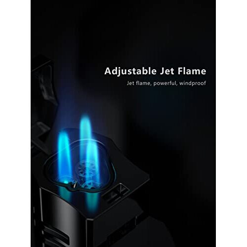 JOPOO Triple Jet Flame Adjustable Lighter Windproof Gas Butane