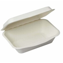 Ecoware 100% Natural, Biodegradable, Compostable, Ecofriendly, Bagasse, Safe & Hygienic Disposable Clamshell Box - Size 7 inch x 5 inch x 3 inch 600ML