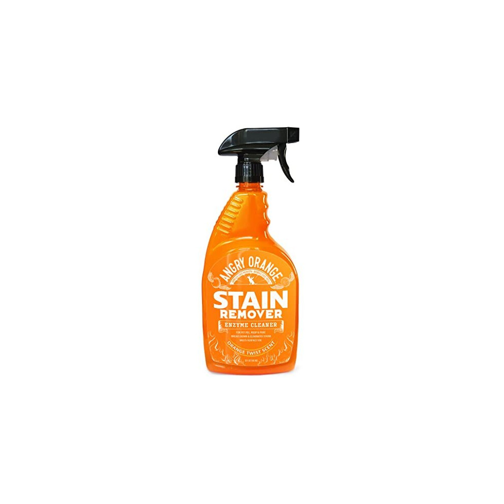 ANGRY ORANGE Enzyme Stain Cleaner & Pet Odor Eliminator, Dog & Cat Urine Destroyer for Floors & Carpet, 32oz (Fresh Citrus Scent)