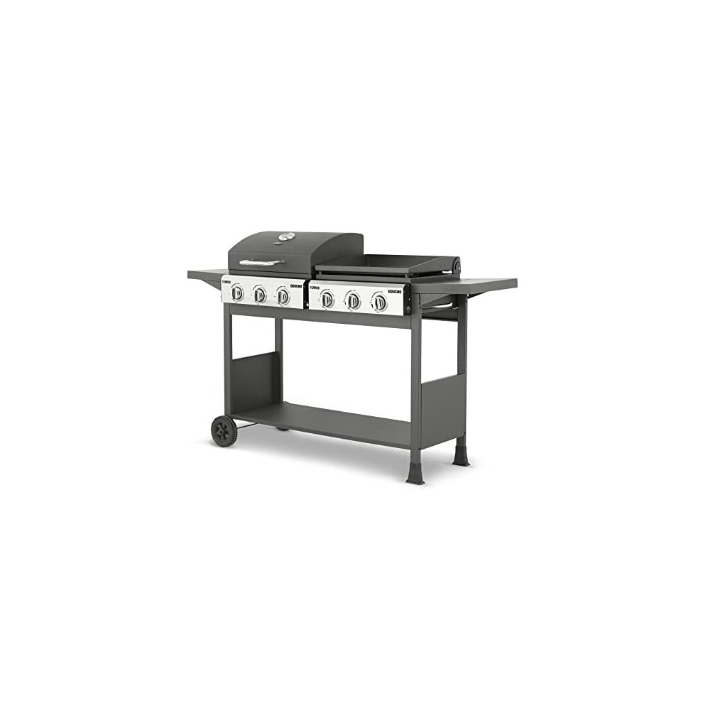 Tower Goucho Six Burner Gas Bbq And Plancha, Black - Image 2
