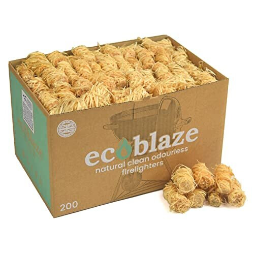 Eco Blaze Natural Firelighters, Wood Wool Fire Lighters for Wood & Log