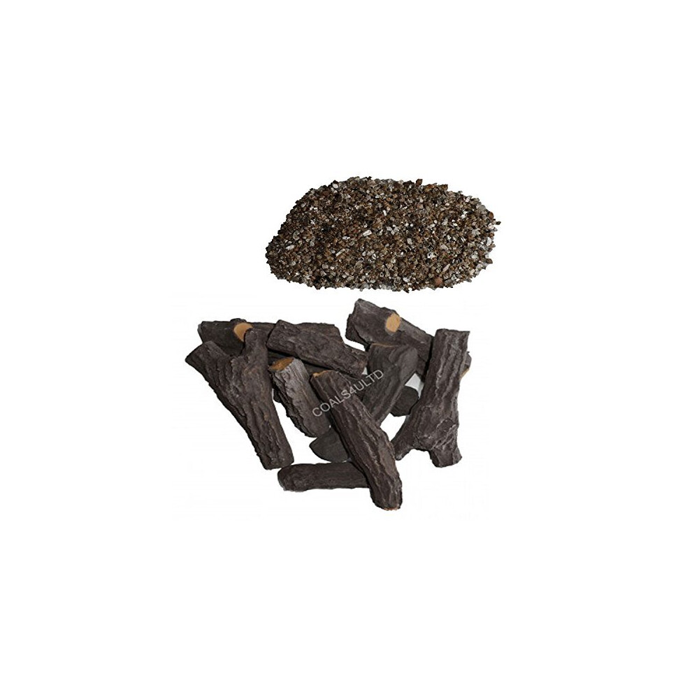 Coals 4 You Ultra HD 10 piece Living Flame Gas Coal Fire replacement ceramic fibre log set suitable for living flame gas coal fires electric and bio