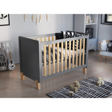 (Grey/Pine) Francis | Cot Bed 120x60cm with Aloe Vera mattress