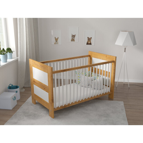 (Sunset Pine/White	) Lucy | Cot Bed 140x70cm 1