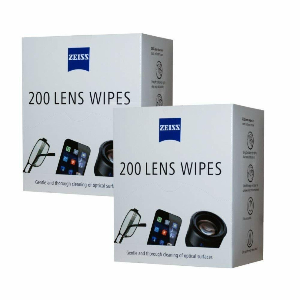 Glasses Cleaning Wipes - ZEISS Lens Wipes - Pack of 200 x 2