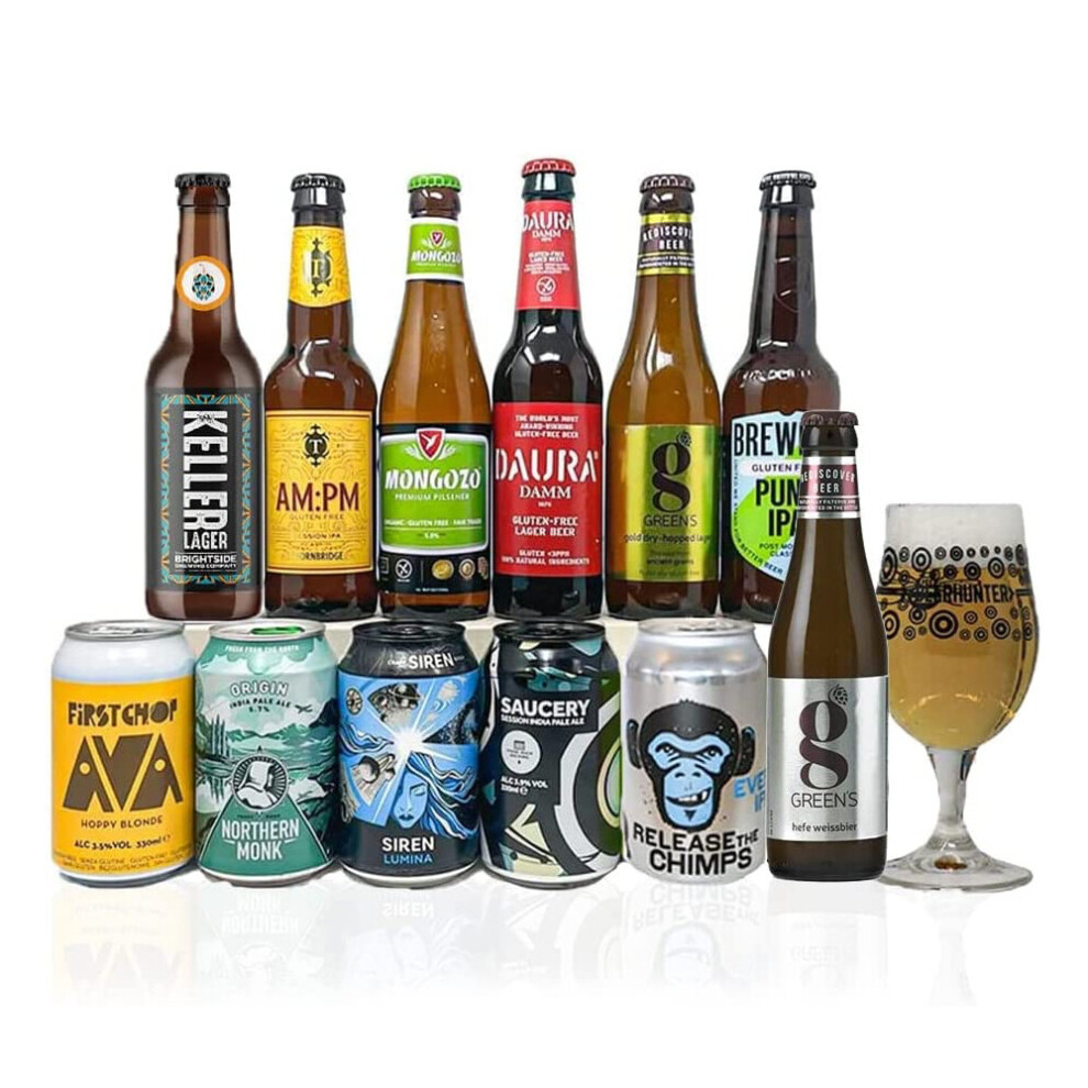 Gluten Free & Vegan Craft Beer Case Gift Set with Glass (12 Pack)