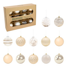 (Gold) The Christmas Workshop Set of 12 Shatterproof Textured Baubles