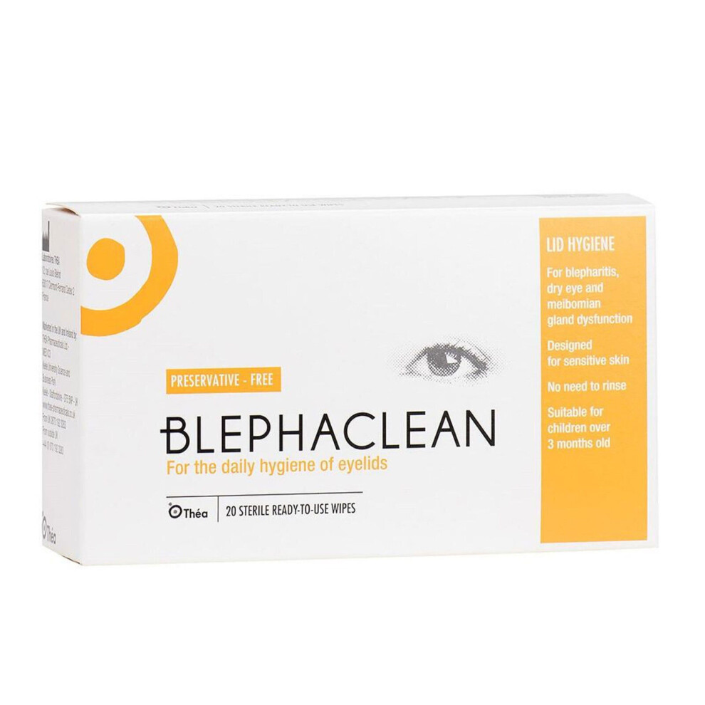 Thea Eyelid Wipes - Blephaclean Eyelid Sterile Cleansing 20 Wipes - Pack Of 3