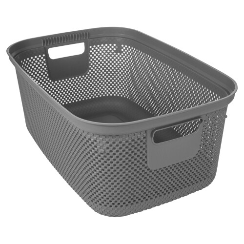 URBN Living (Dark Grey) 30L Large Plastic Laundry Clothes Basket Handles