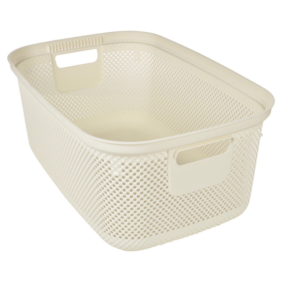 (White) 30L Large Plastic Laundry Clothes Basket Handles