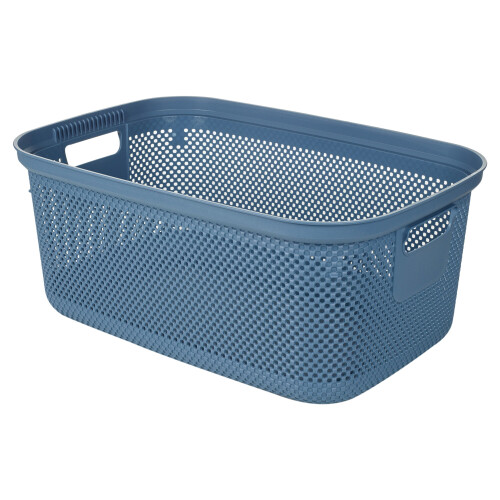 URBN Living (Dark Blue) 30L Large Plastic Laundry Clothes Basket Handles 2