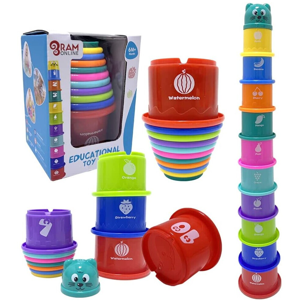 RamÂ© Baby Kids 11 Piece Stacking Cups Stackers Pre-school Learning Toy Stacking Tower Pyramid