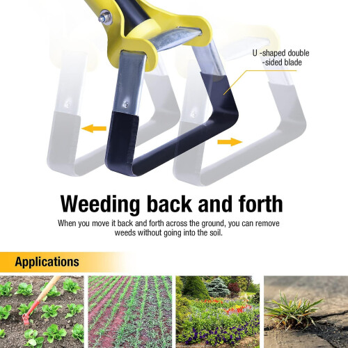 Stirrup Hoe Garden Tool Long Handle Adjustable Hand Weeding Rake For Gardening 2