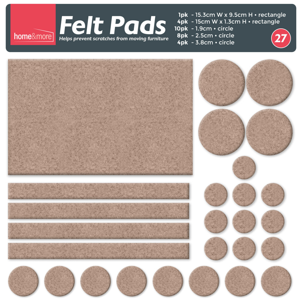 27pk Premium Felt Pads | Mixed Sizes Heavy Duty Furniture Felt Pads