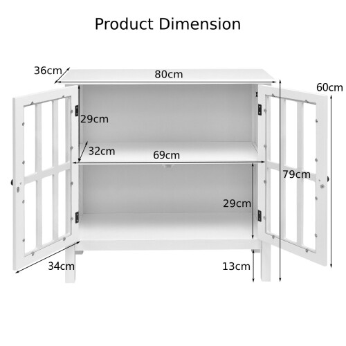 Storage Display Organizer Cupboard w/ Glass Doors White on OnBuy