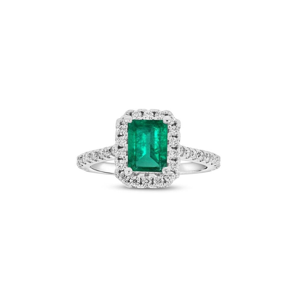 Photos - Ring 2.0 CTW Emerald & Diamond , 14K White Gold - Size 8