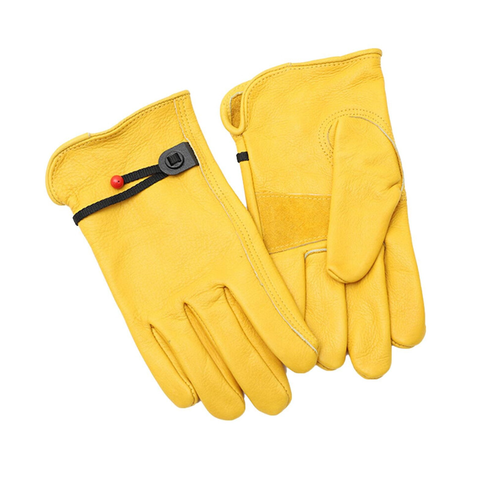 1 Pair Bbq Gloves Cowhide Leather Heat Resistant Gloves For Oven Grill Fireplace
