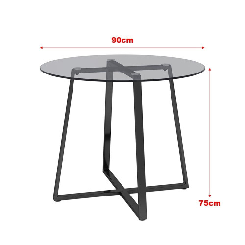 Living And Home Modern Round Dining Table with Tempered Glass Top 2