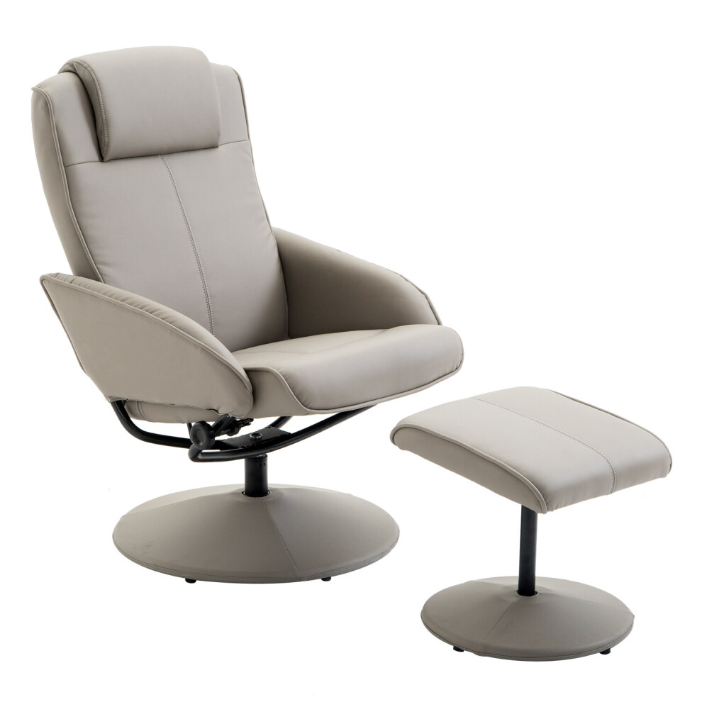 HOMCOM Adjustable Recliner Swivel Leather Armchair 360 Rotatable W/ Footrest