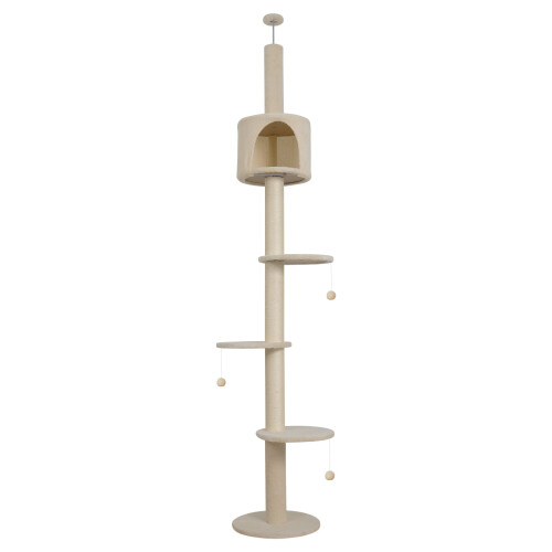 ELECWISH (Beige) 4-Tier Cat Tree Floor To Ceiling Climbing Tower