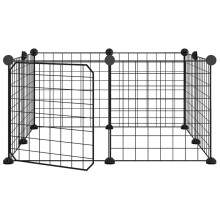 vidaXL 8-Panel Pet Cage with Door Black 35x35 cm Steel Rabbit Hutch Pet Cage