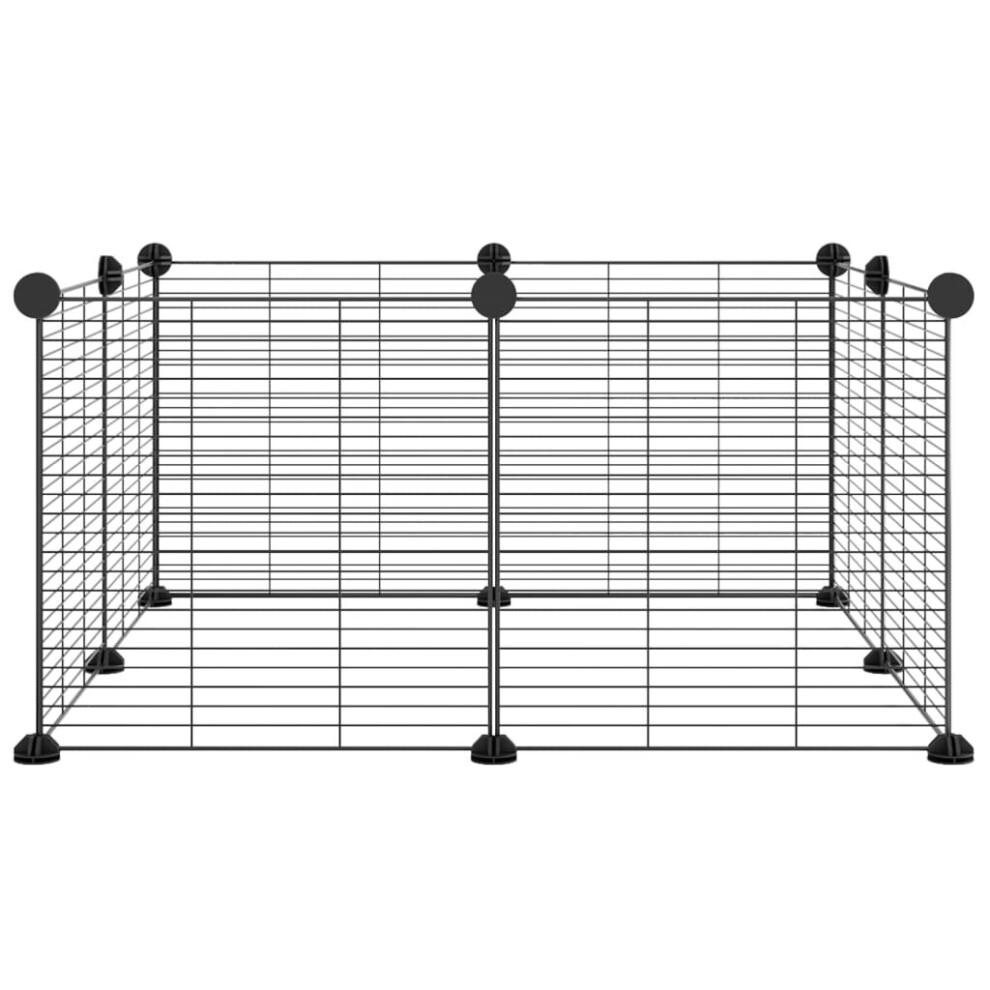 vidaXL 8-Panel Pet Cage Black 35x35 cm Steel Rabbit Hutch Small Animal Cage