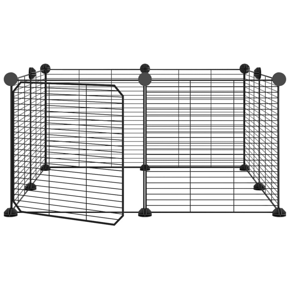 vidaXL 8-Panel Pet Cage with Door Black 35x35 cm Steel Rabbit Hutch Pet Cage