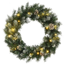 vidaXL Christmas Wreath with LED Lights Green 60 cm PVC Christmas Door Decor