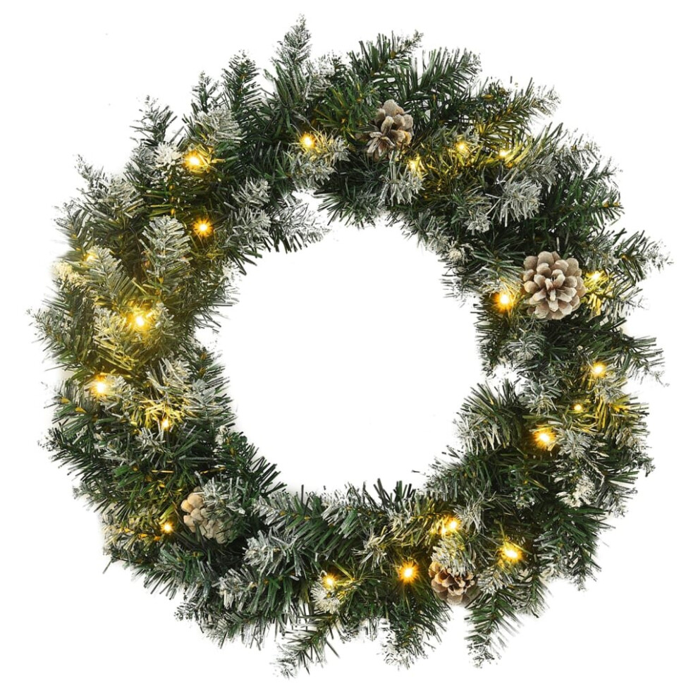 Vidaxl Christmas Wreath With Led Lights 60 Cm Pvc Christmas Door Decor Green