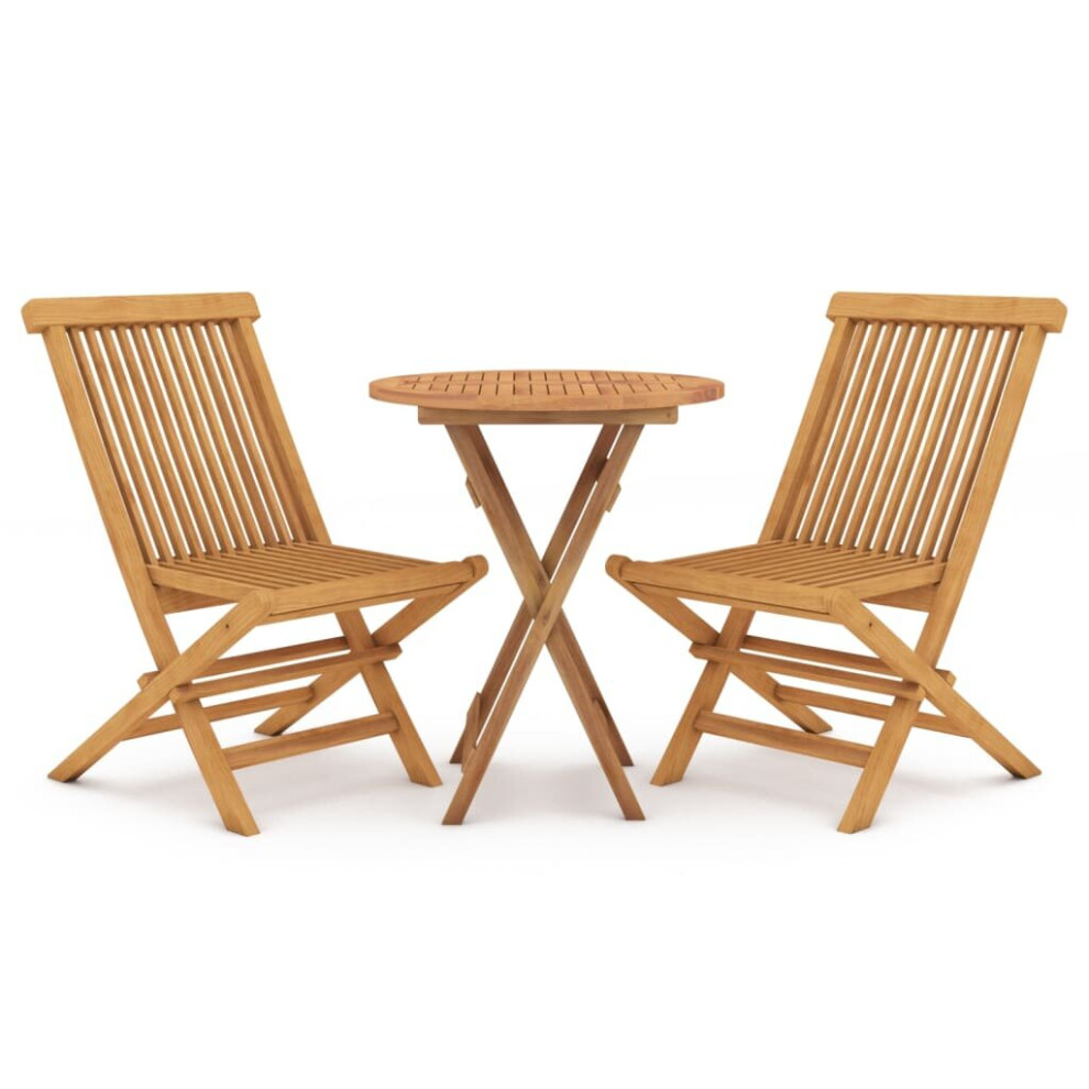 vidaXL Solid Wood Teak Garden Dining Set 3 Piece Wooden Dining Table And Chair