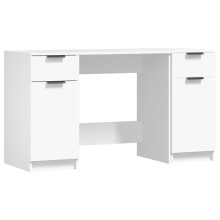 vidaXL Desk with Side Cabinet White Engineered Wood Office Computer Study Desk