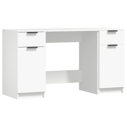 VidaXL vidaXL Desk with Side Cabinet White Engineered Wood Office Computer Study Desk