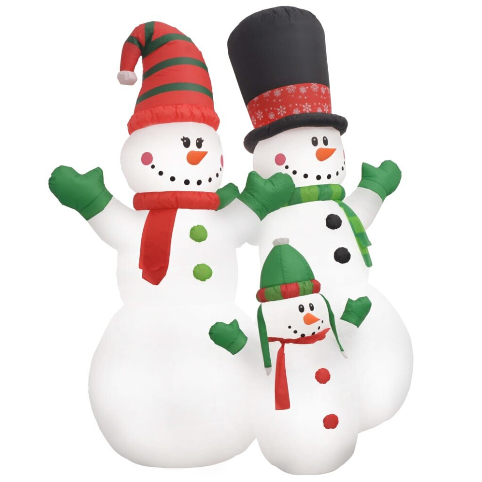 vidaXL Inflatable Snowman Family with LEDs 240 cm Xmas Inflatable Toy Figure