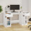 VidaXL vidaXL Desk with Side Cabinet White Engineered Wood Office Computer Study Desk 3