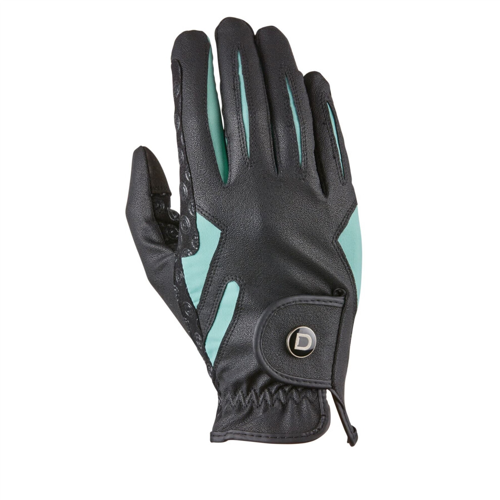 (Black/Teal, Adults Small) Dublin Cool-It Gel Horse Riding Gloves