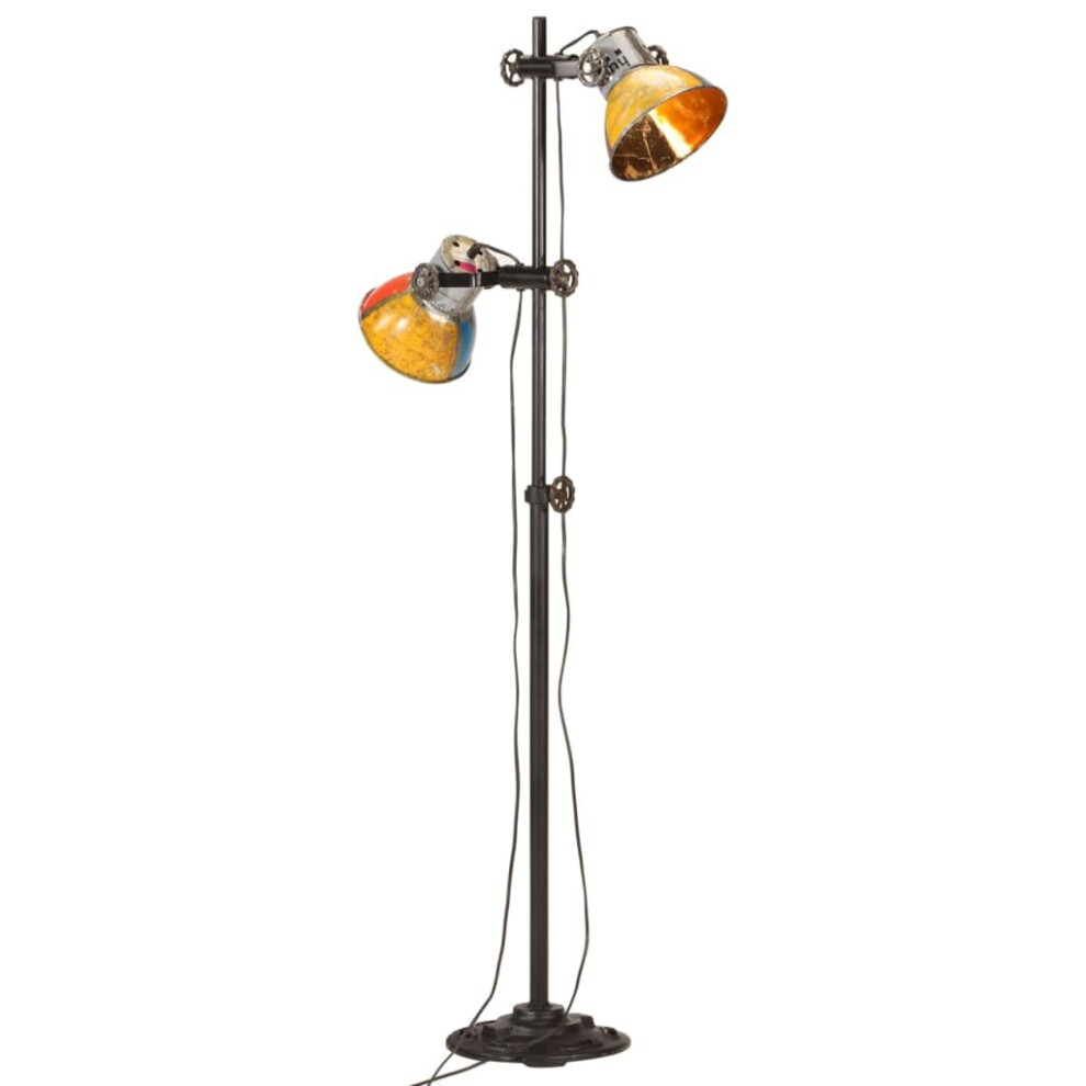 vidaXL Floor Lamp with 2 Lampshade Multicolour E27 Reading Vintage Look Lamp