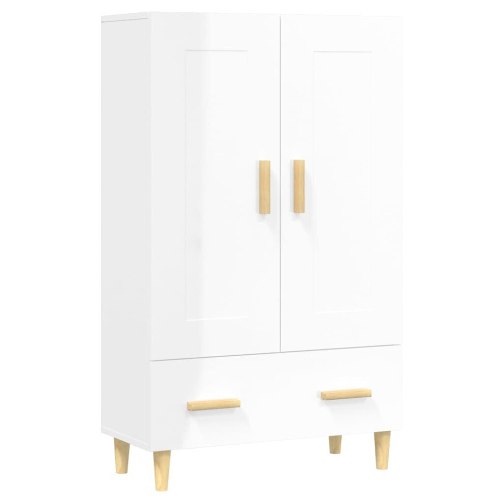 vidaXL Highboard High Gloss White Engineered Wood Sideboard Storage Cabinet