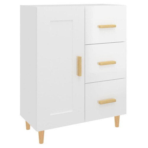 VidaXL vidaXL Sideboard High Gloss White Engineered Wood Side Cabinet Home Organiser