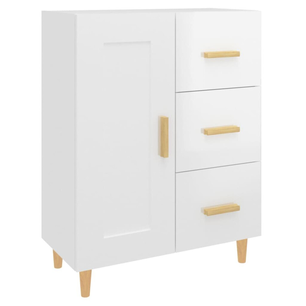 vidaXL Sideboard High Gloss White Engineered Wood Side Cabinet Home Organiser