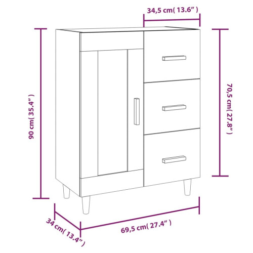 VidaXL vidaXL Sideboard High Gloss White Engineered Wood Side Cabinet Home Organiser 1
