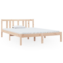 vidaXL Bed Frame Bed Base Wooden Platform Bed Solid Wood 135x190 cm Double