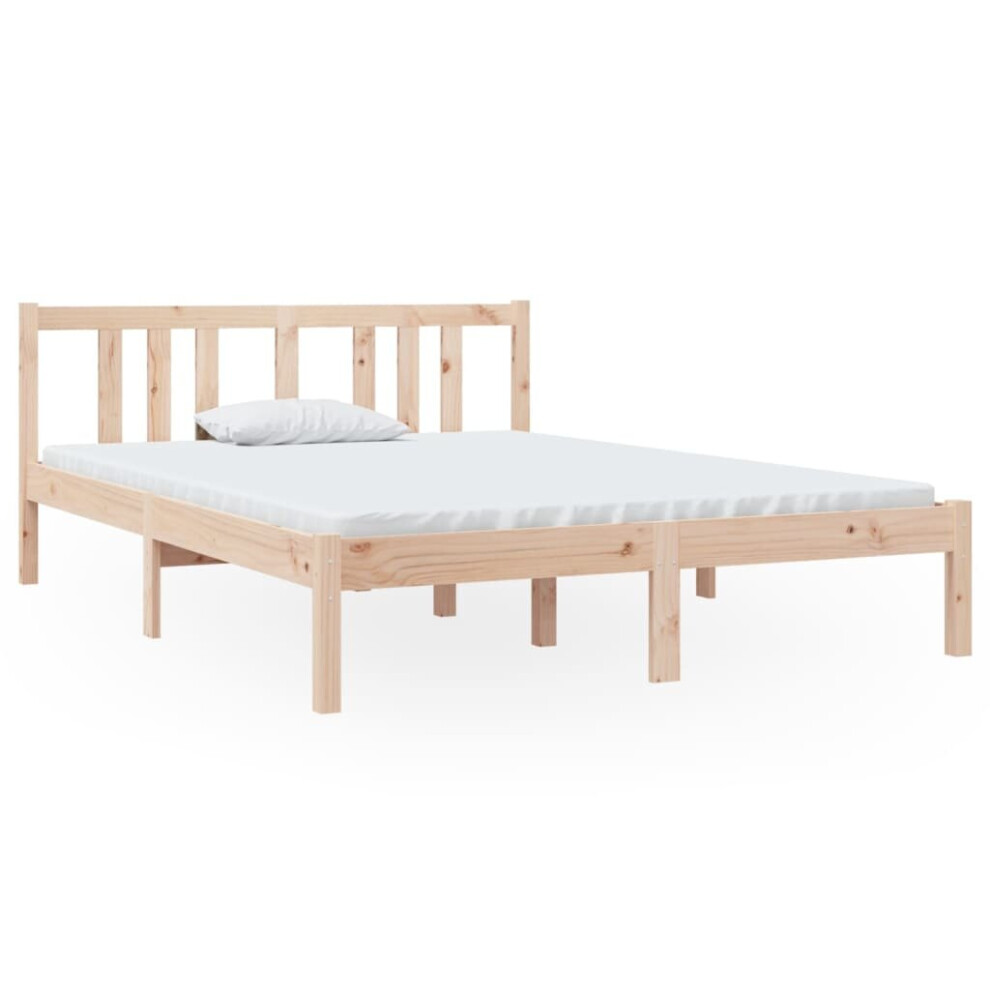 Vidaxl Bed Frame Bed Base Wooden Platform Bed Solid Wood 135X190 Cm Double