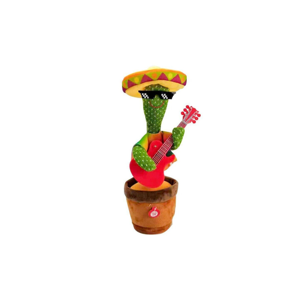 ( Cowboy Hat Guitar) Dancing Cactus Plush Toy Singing Recording Learn