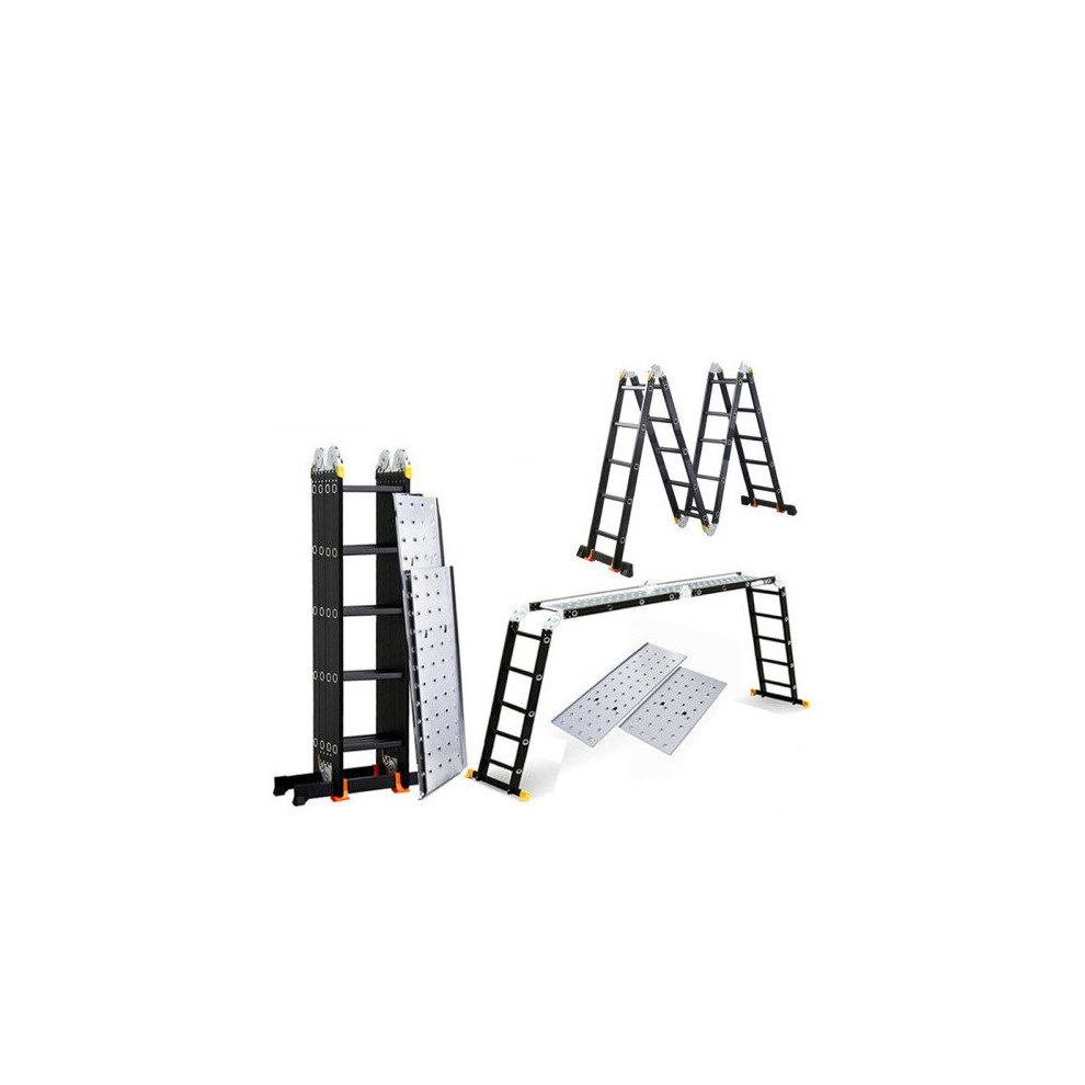 5.7M Aluminium Folding Ladder Multi-Purpose W/2 Scaffold Platform 097239200387