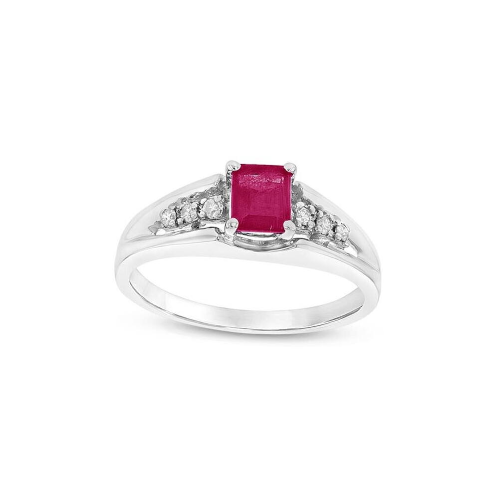 Photos - Ring 0.68 CTTW Natural Heated Ruby & Diamond  Set, 14K Gold - Size 5