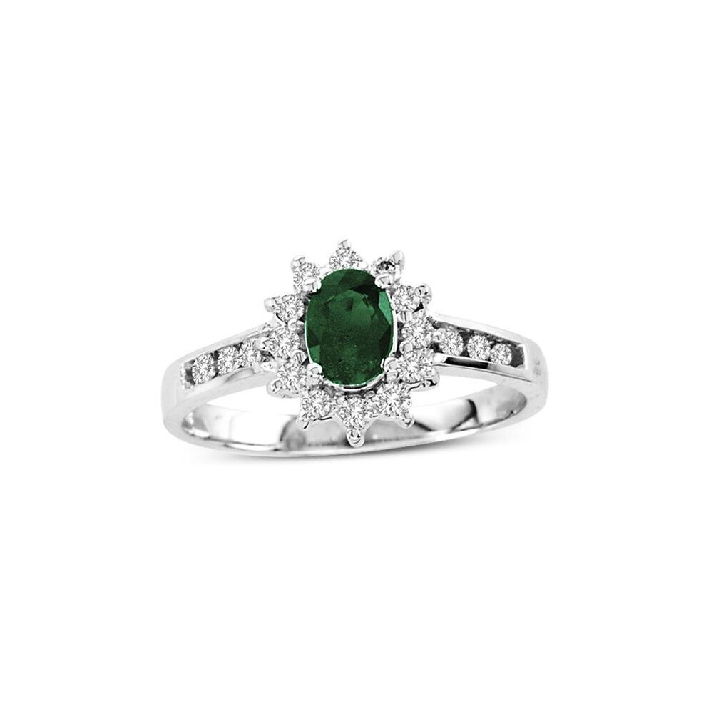 Photos - Ring 0.65 CTTW Emerald & Diamond , 14K Gold - Size 9