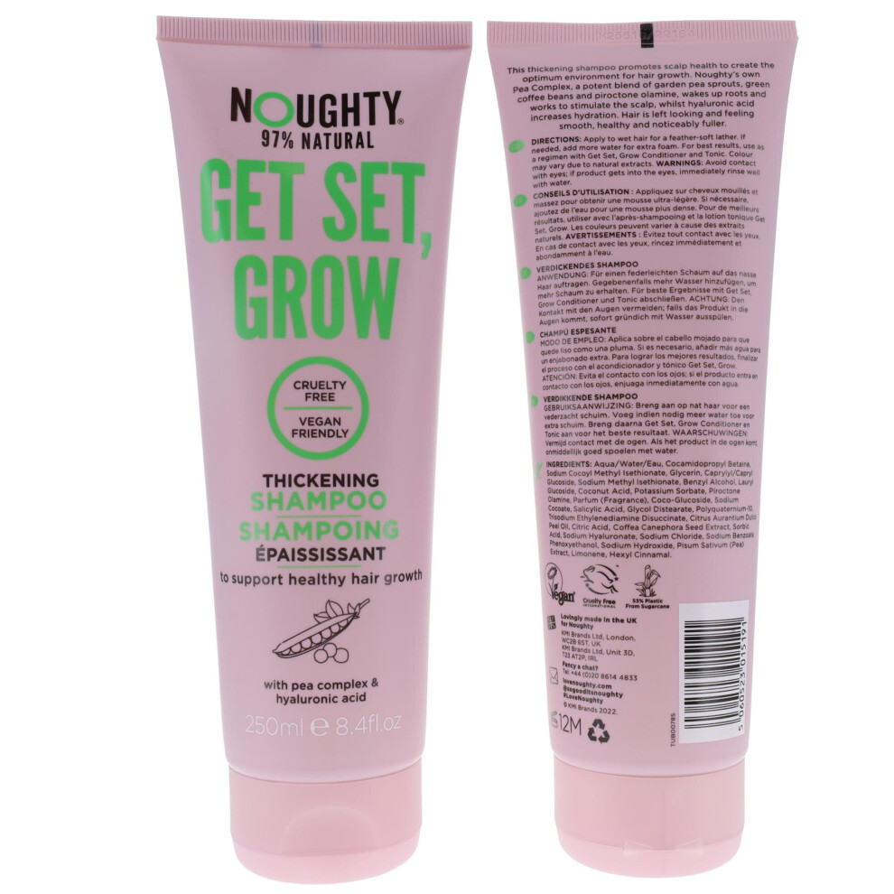 Noughty Get Set, Grow Thickening Shampoo 250ml to Support Healthy Hair Growth with Pea Complex & Hyaluronic Acid