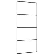 vidaXL Sliding Door Barn Door Sliding Door Panel Aluminium and ESG Glass Black