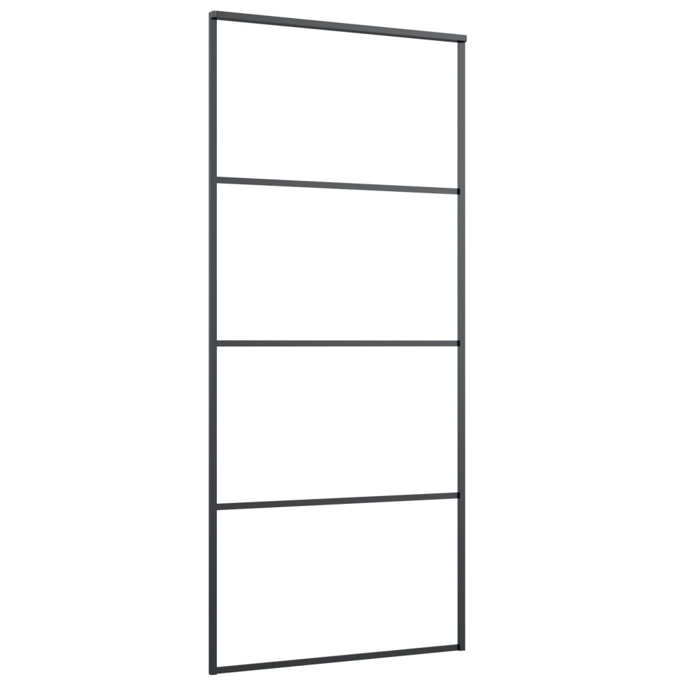 vidaXL Sliding Door Barn Door Sliding Door Panel Aluminium and ESG Glass Black