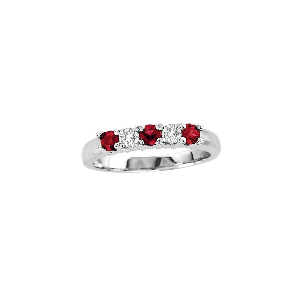 Photos - Ring 0.20 CTW Five Stone Diamond & Ruby Band, 14K Gold - Size 8